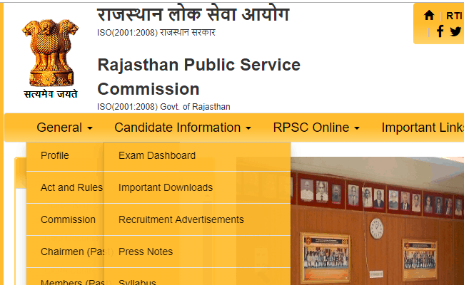 RPSC SI 2019 Written Exam Result