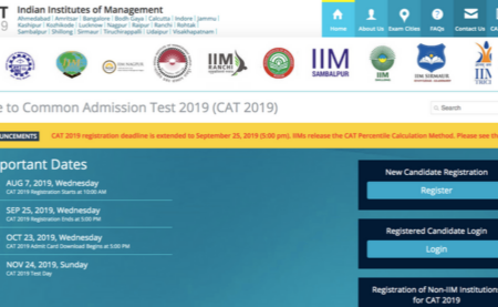 CAT 2019 Registration Date