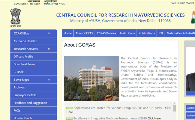 CCRAS Recruitment 2019