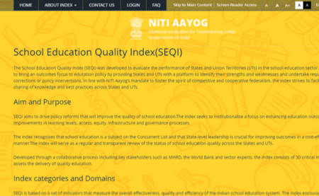 NITI Aayog School Education Quality Index Report 