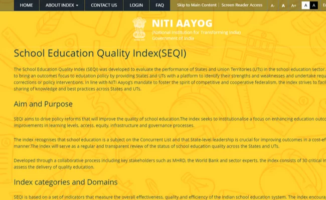 NITI Aayog School Education Quality Index Report