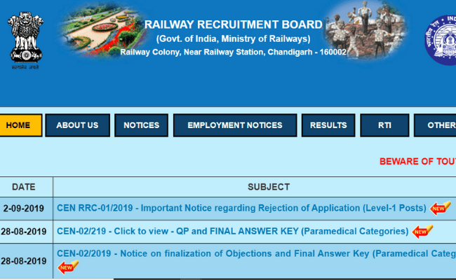 RRB Exam Calendar 2019-2020 Released