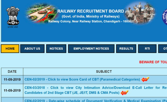 RRB NTPC 2019 Admit Card