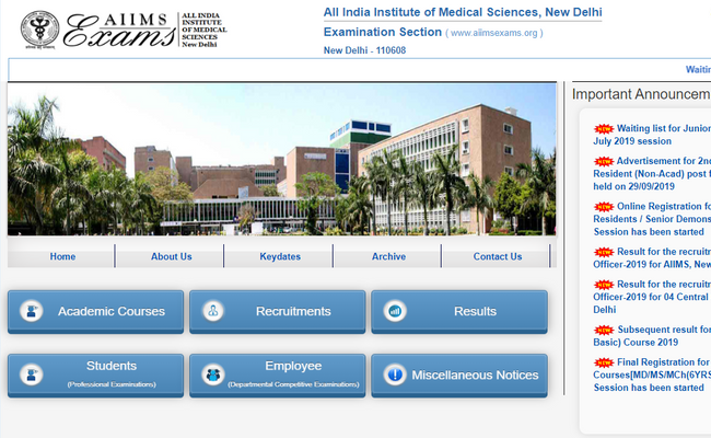 AIIMS MBBS Important Dates 2020