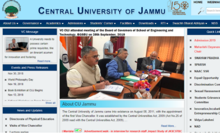 Central University Jammu Recruitment 2019