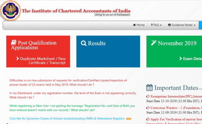 ICAI 2019 Admit Card