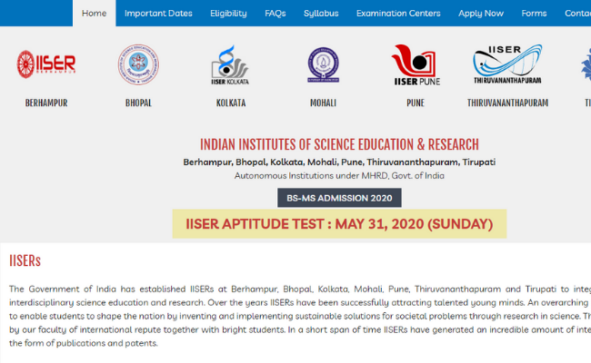 IISER Admission 2020