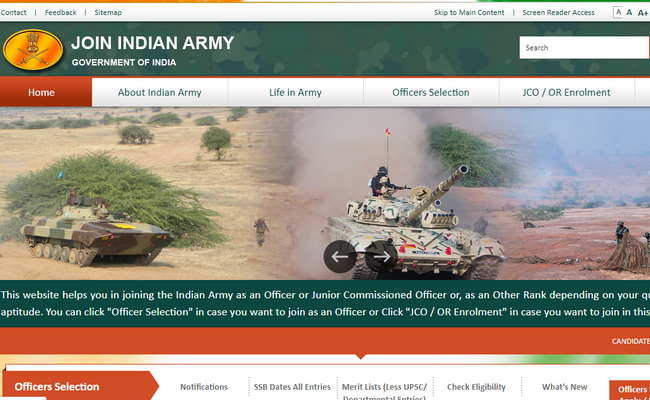 Indian Army TGC 131 and TES 43 Courses Online Application