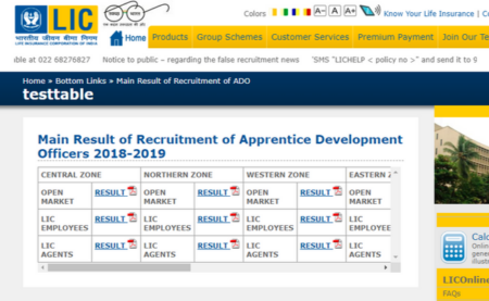  LIC ADO Main 2019 Result 