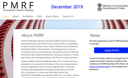 Prime Minister Research Fellowship 2019