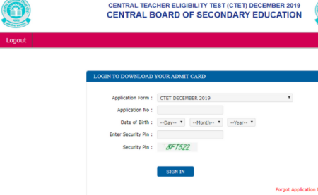 CBSE CTET Admit Card 2019 