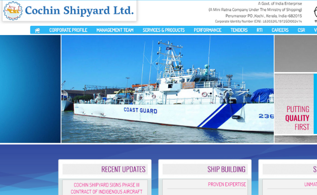 Cochin Shipyard Limited Recruitement 2019