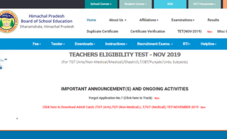 HP TET Admit Card 2019 