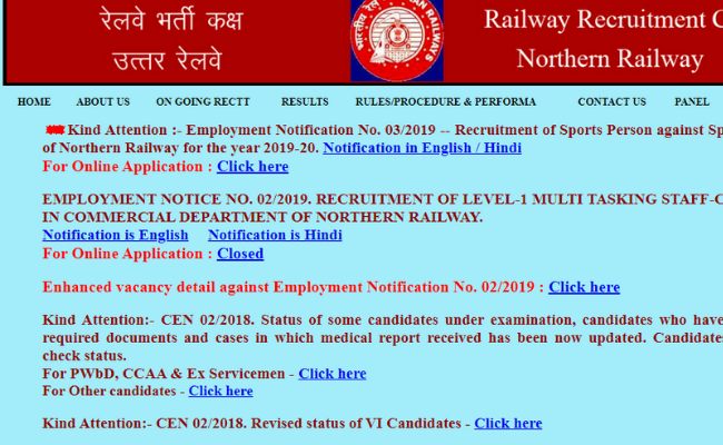 Northern Railway Recruitment 2019