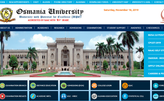 Osmania University 2019 Exam Schedule