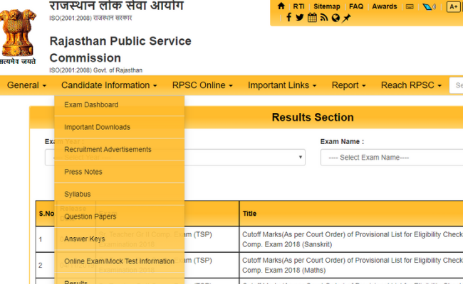 RPSC 2nd Grade Teacher Recruitment Exam 2019 Results