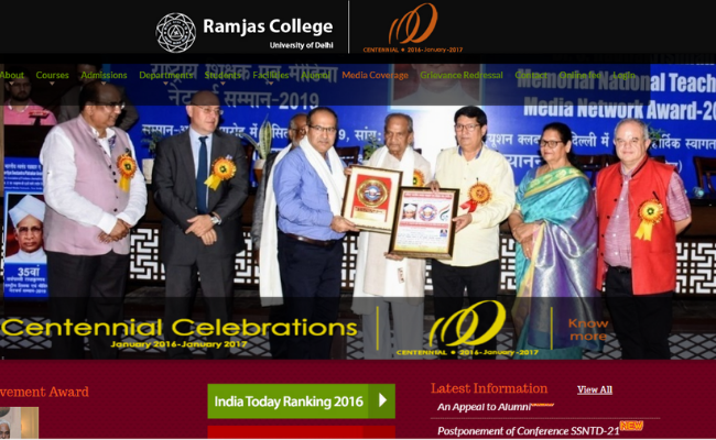 Ramjas College (Delhi University) Recruitment 2019