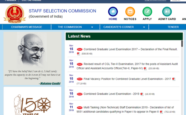 SSC JHT Paper 1 Admit Card 2019