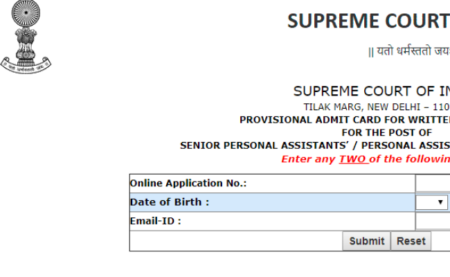 Supreme Court Personal Assistant & Sr Personal Assistant Admit Card 2019 