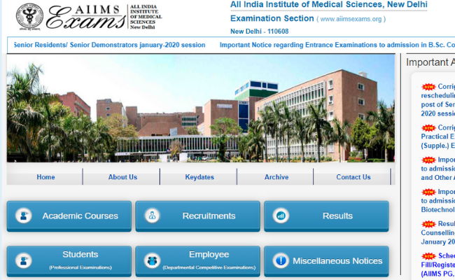 AIIMS PG (July) 2020 Session Registration