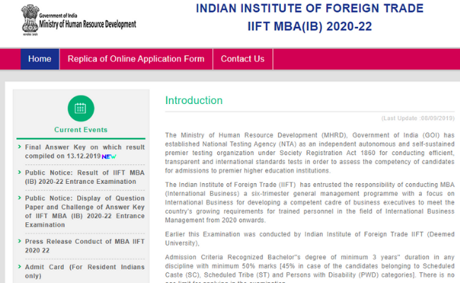 IIFT MBA Result 2020