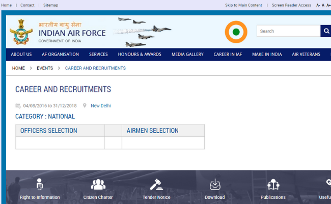 Indian Air Force Airmen Recruitment 2019