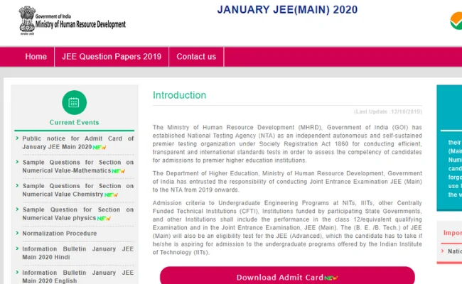 JEE Main Exam Pattern 2020