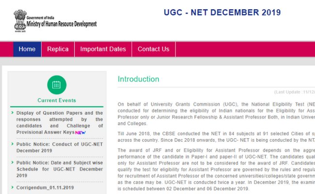 NTA UGC NET Answer Key 2019