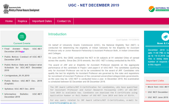 NTA UGC NET Results 2019