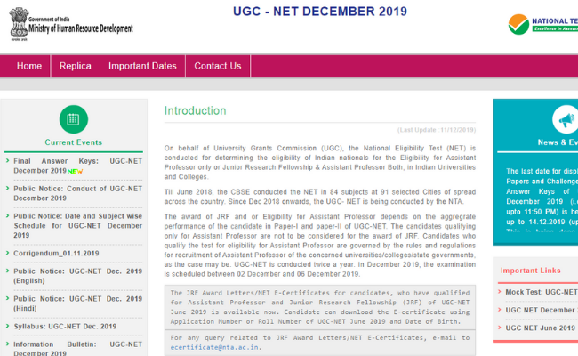 UGC NET December 2019 Result