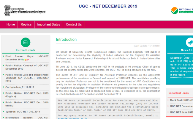 UGC NET December 2019 Result