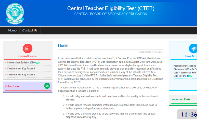 CTET 2020 Official Notification