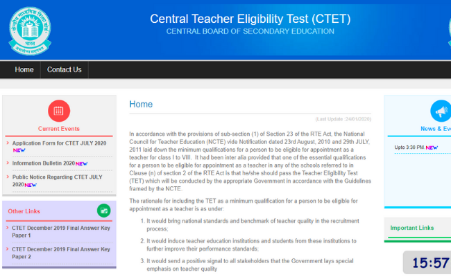 CTET Registration 2020