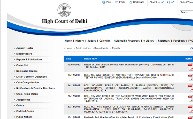 Delhi High Court Judicial Service Pre-Revised Mains Result 2020