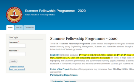 IIT Madras Summer Fellowship 2020