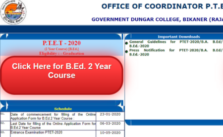 Rajasthan PTET 2020 Application Process