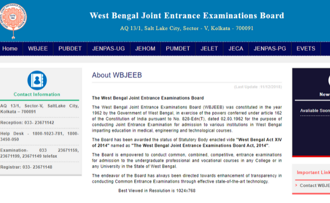 WBJEE 2020 Admit Card