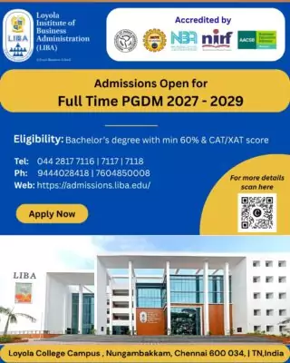 LIBA Full Time PGDM 2027 – 2029 Admissions Open: Apply Now